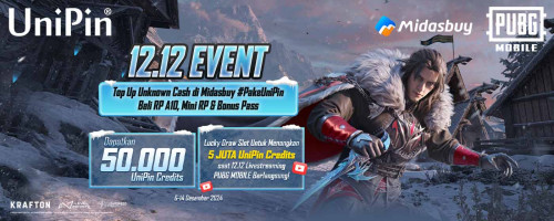 [12.12 EVENT] Nonton 12.12 Live Streaming PUBG Mobile, Top Up UC #PakeUniPin & Raih Lucky Draw Slot Senilai 5 JUTA UniPin Credits!